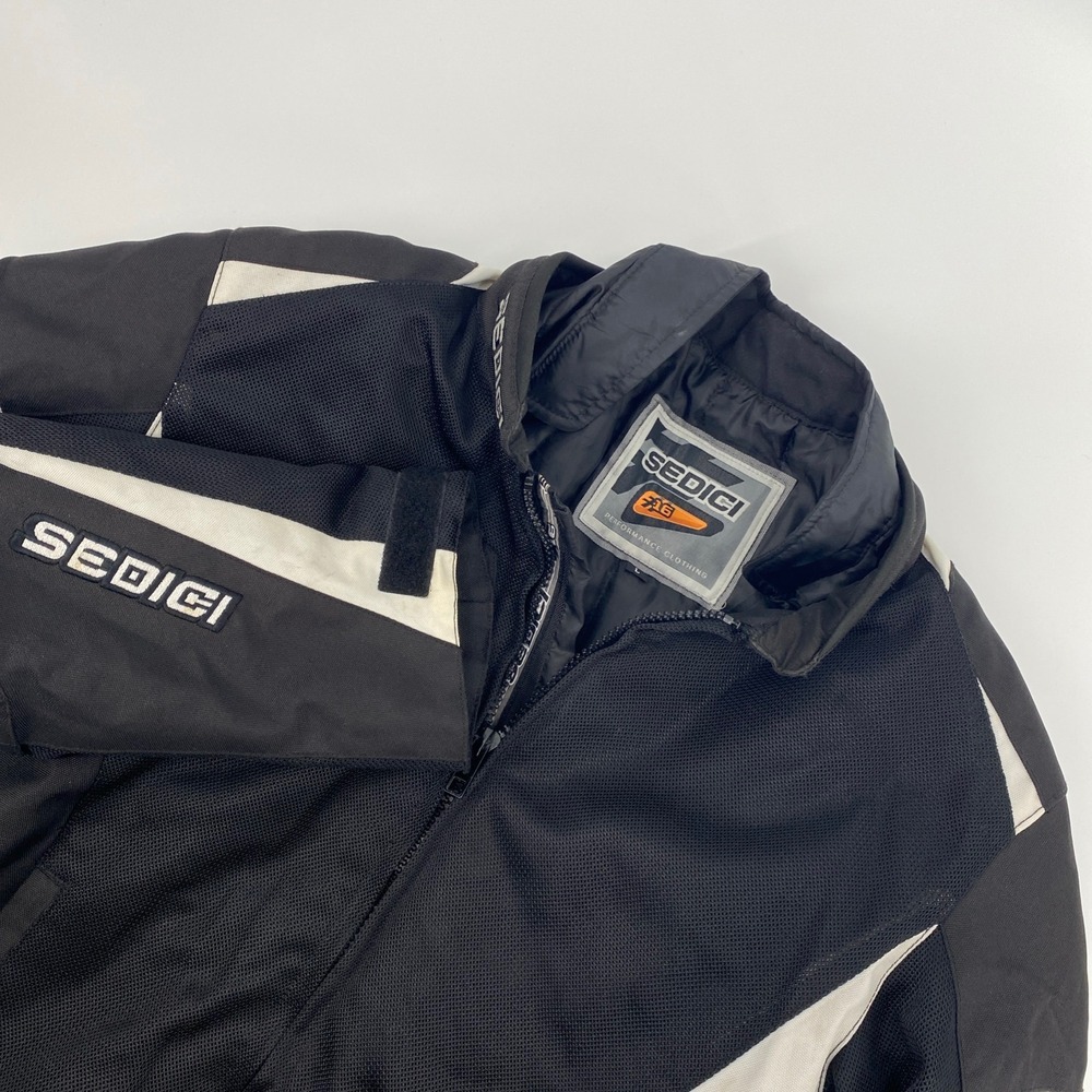 Sedici Motorcycle Jacket Mens Large Black White Mesh Biker Performance Racing